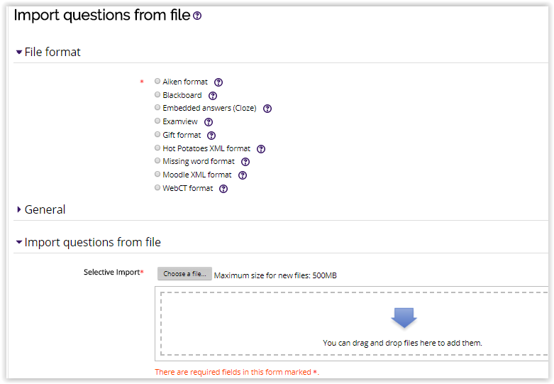 importing question from file