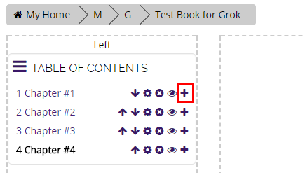 Add subchapter button in table of contents