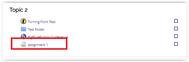 Assignment link on a Moodle page
