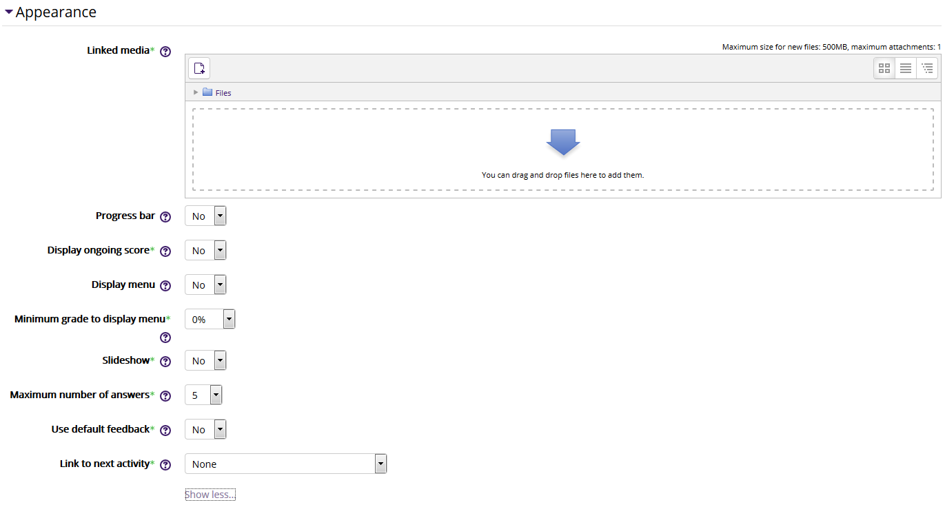 Lesson appearance settings