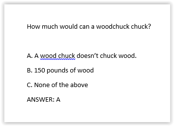 example question aiken format