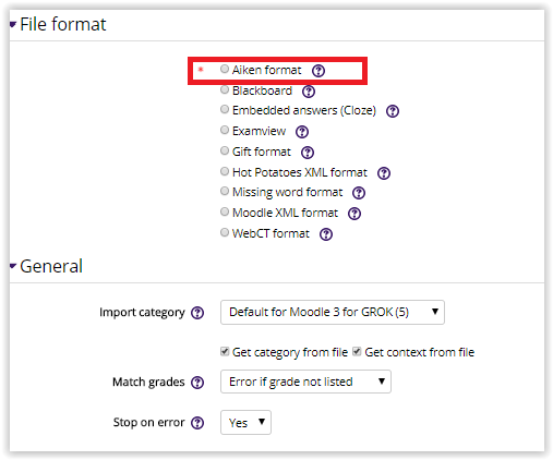 importing questions