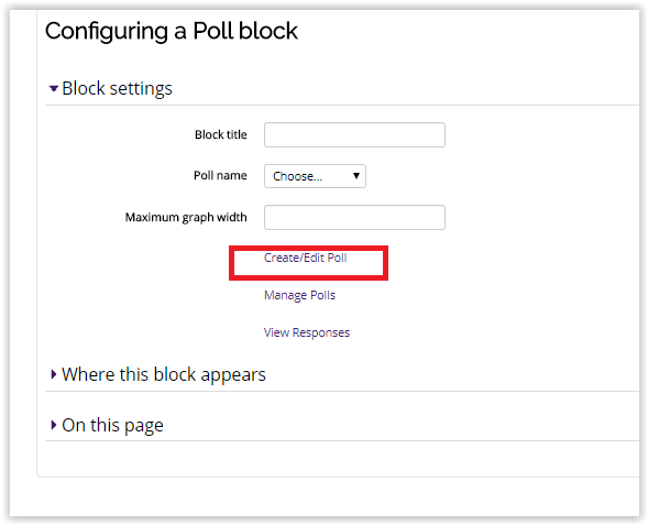 configuring a poll block.