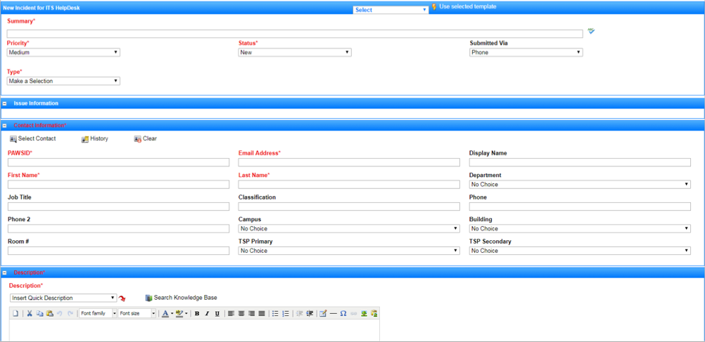 New Incident page
