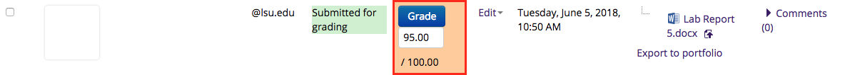 Quick Grading menu