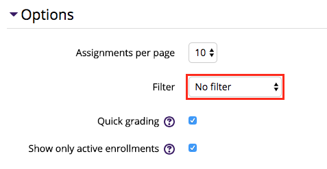 Filter options