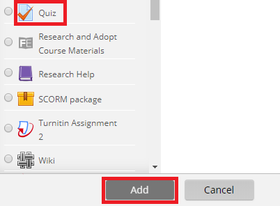 Quiz button