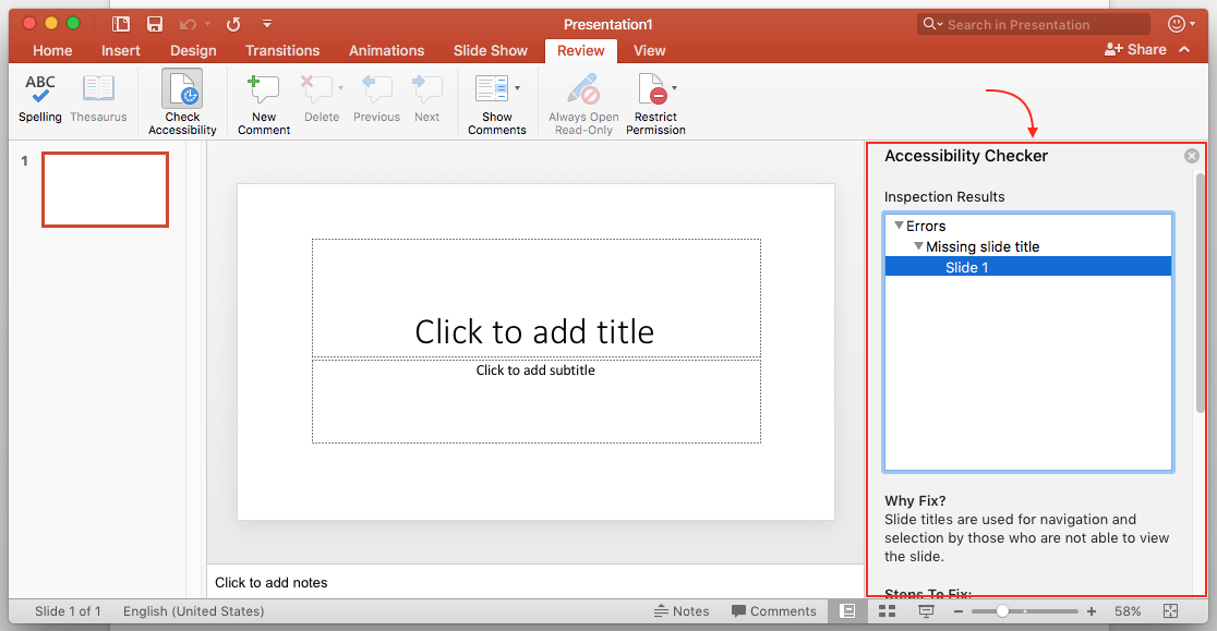 Accessibility: Running Accessibility Checker on Microsoft PowerPoint (Mac) - GROK Knowledge Base