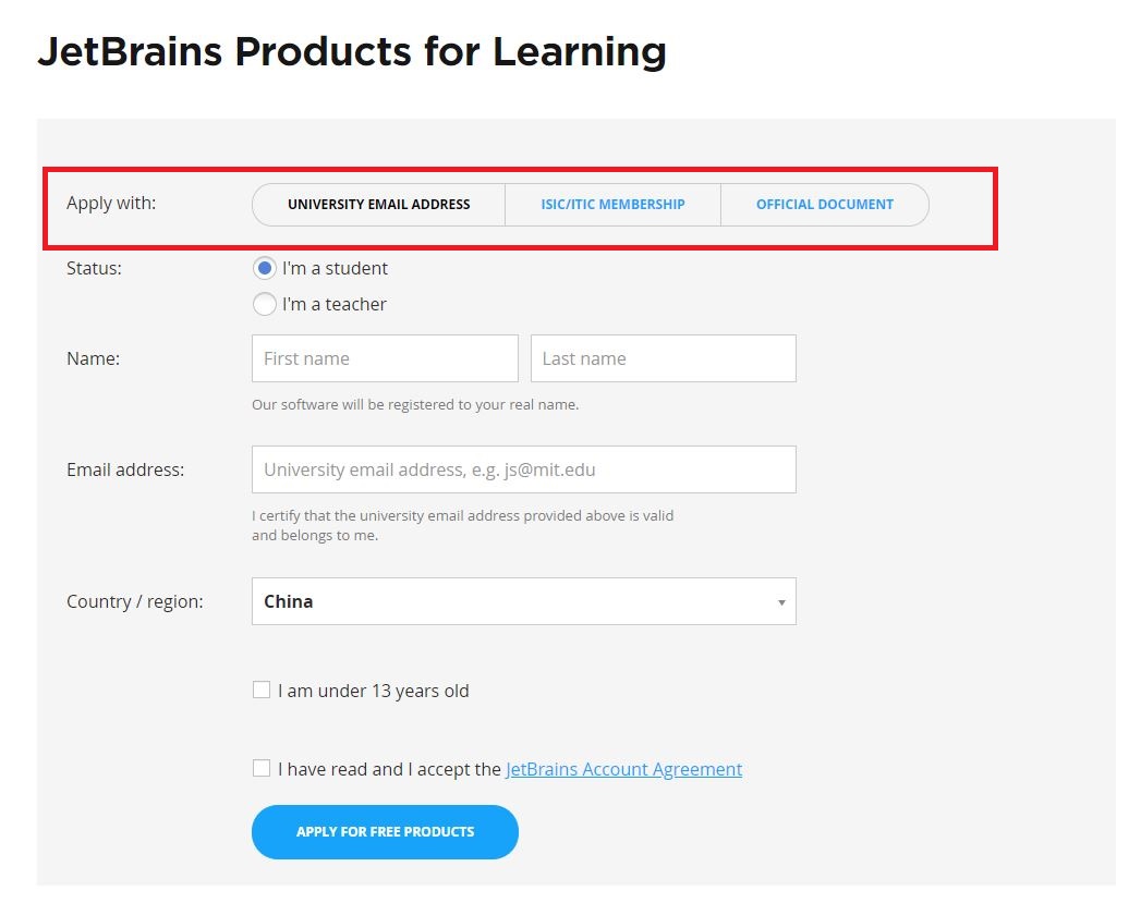 Jet Brains Signup Page