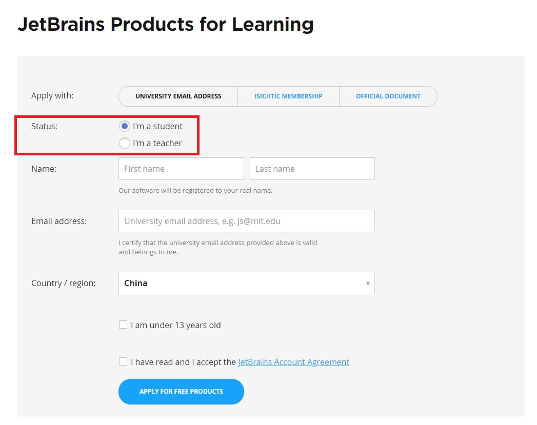 download student license jetbrains