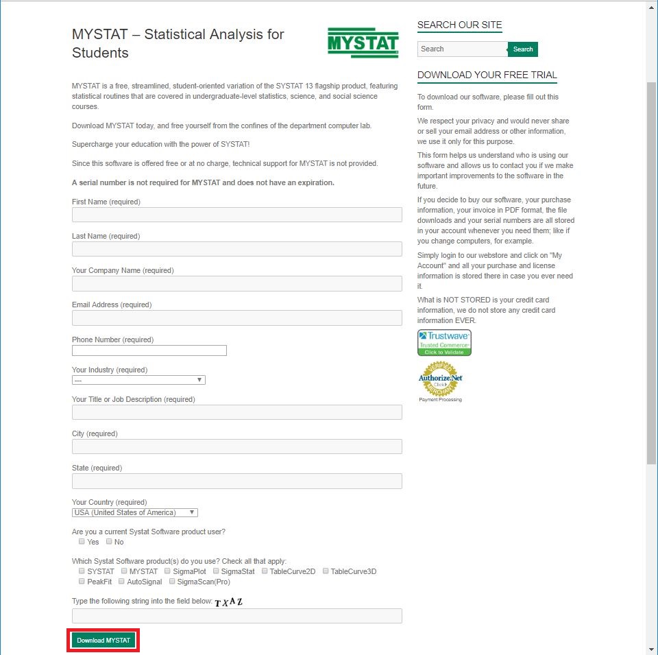 MYSTAT required download information