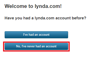 Login page with No, I've never had an account button highlighted