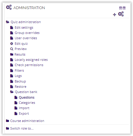 import entries link in question bank folder