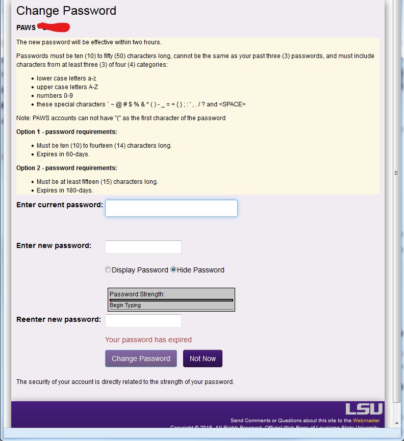 updated change password