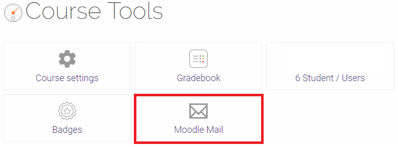 The Moodle Mail button in the course tools window is highlighted