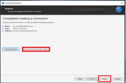 server connect success in cherwell
