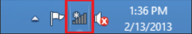 the wifi status icon at the bottom of the page with no connection