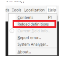 Select Reload definitions