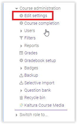edit settings button in the snap course page