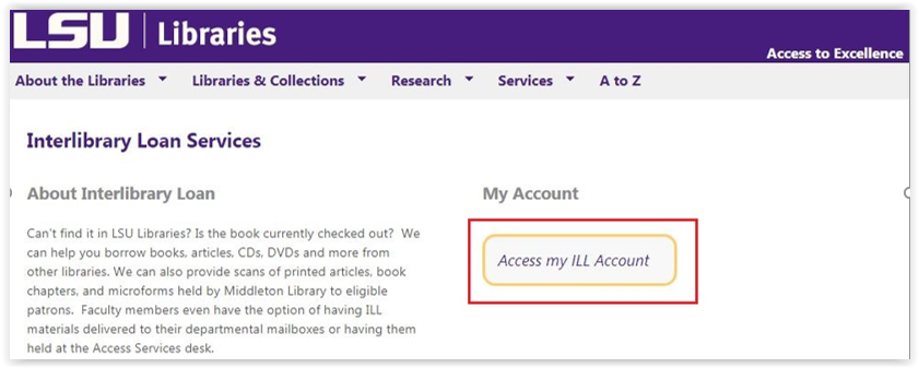 access my ILL account button