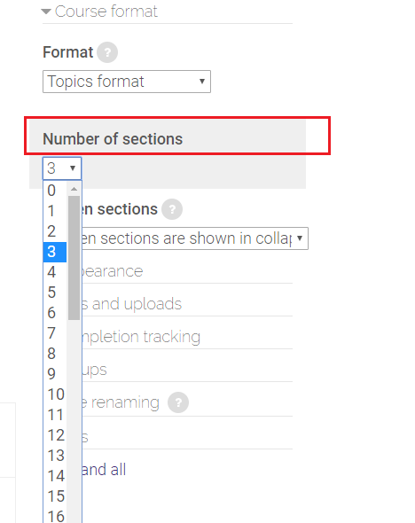 SNAP number of sections change