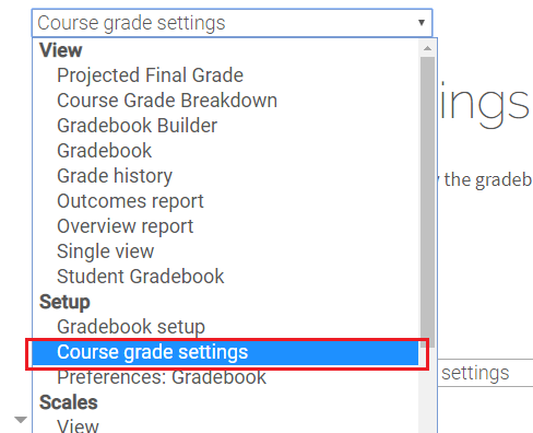 course grade settings SNAP