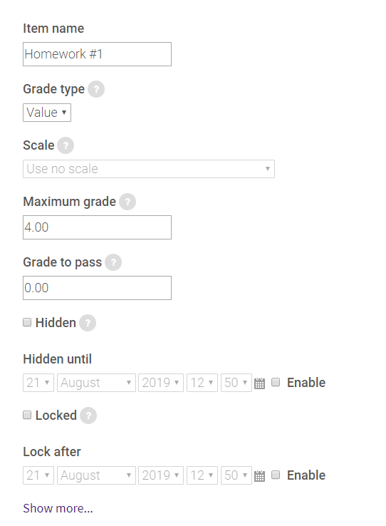 edit gradebook settings per item