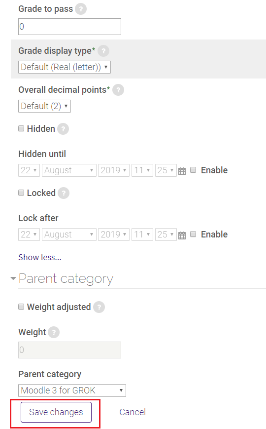 lock/hidden and parent category grades in SNAP
