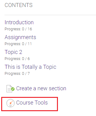 Course tools button