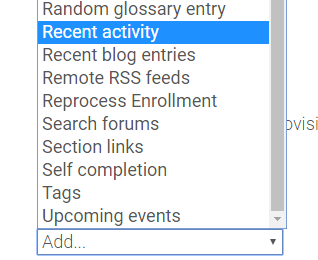 recent activities block select