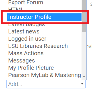 Instructor profile button