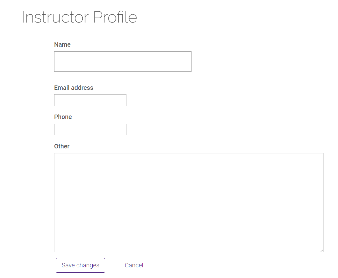 Instructor profile edit options