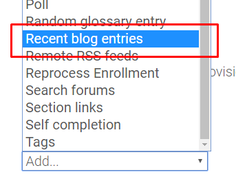 Recent Blog Entries option