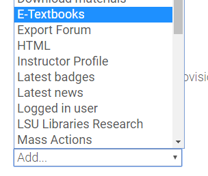 add an ebook block select