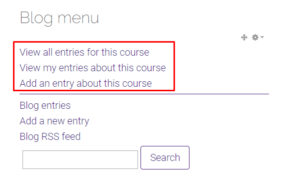 Blog menu add an entry or view options