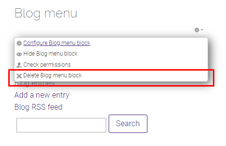 Delete blog menu option