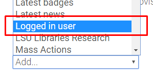 "Logged in user" option in drop-down menu
