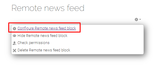 Configure remote news feed block icon
