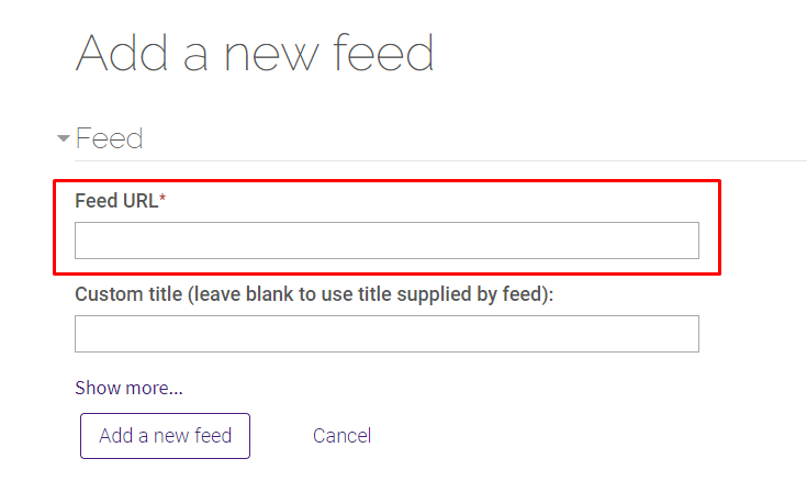 Feed URL box