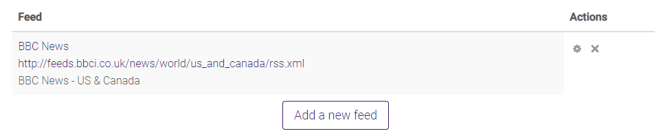 Feeds list in manage all my feeds