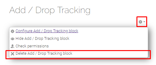Delete add/drop tracking block option