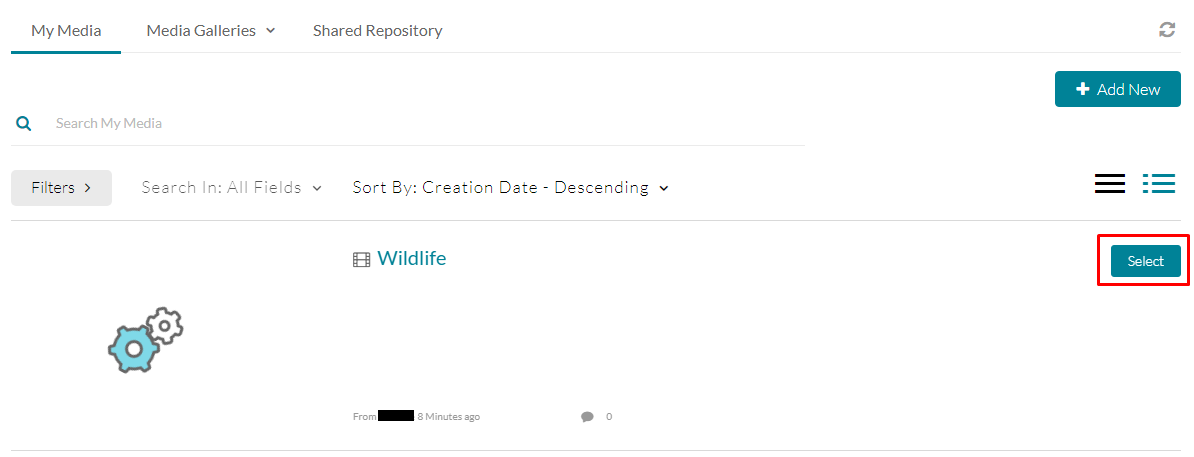 Select button when submission is added
