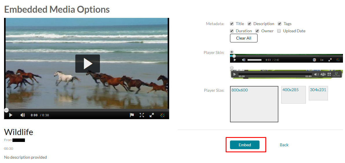 Embed button