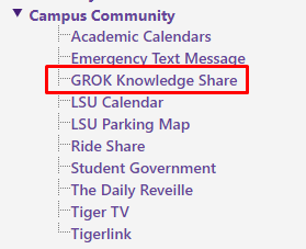 GROK Knowledge Share on the left hand side of the menu