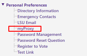 myProxy selection under Personal Preferences