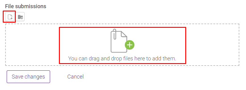 adding assignment methods: add submission icon and drag and drop window