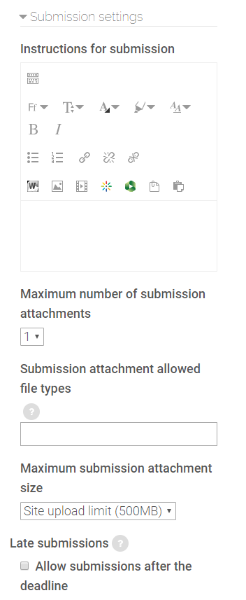 submission settings in Workshop settings