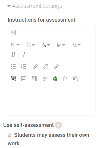 assessment settings in Workshop settings