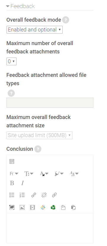 feedback settings in Workshop settings