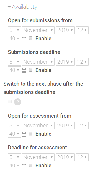 availability settings in Workshop settings